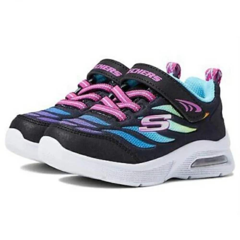 Skechers Kids Sneakers - Black with Pink and Blue Accents Toddler Girl Sz 8